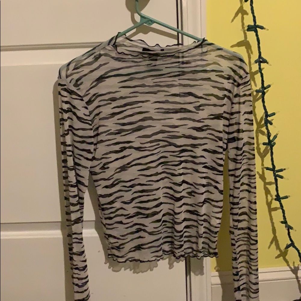 Zebra print long sleeved see through shirt - Picture 1 of 2